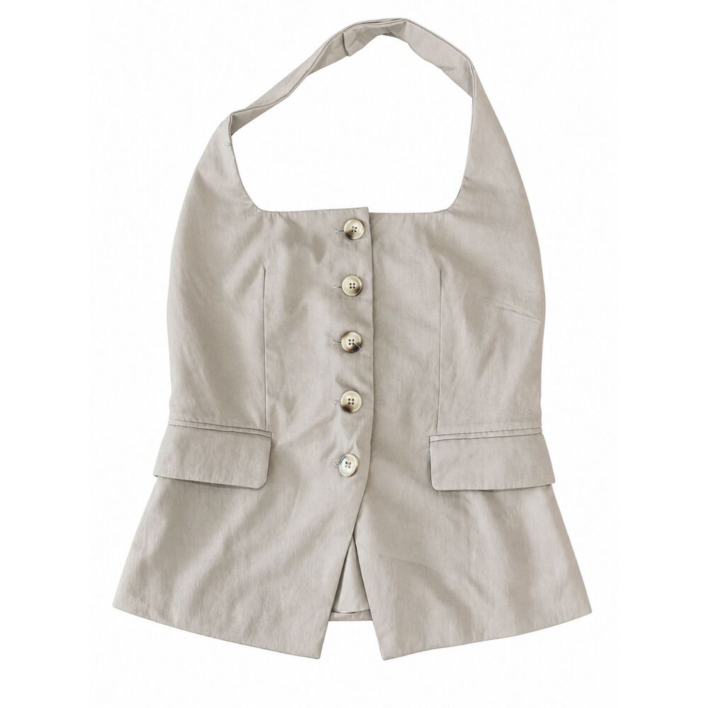 Halter Button Down Top - Picture 1 of 1